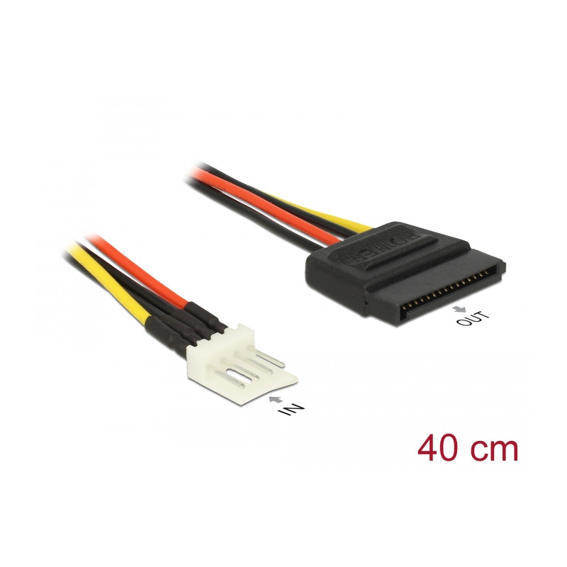 Delock Stromkabel SATA 15 Pin Buchse - 4 Pin Floppy Stecker 40 cm