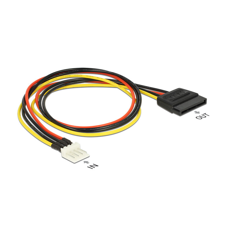 Delock Stromkabel SATA 15 Pin Buchse - 4 Pin Floppy Stecker 40 cm