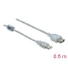 Delock Verlängerungskabel USB 2.0 Typ-A Stecker - USB 2.0 Typ-A Buchse 0,5 m transparent