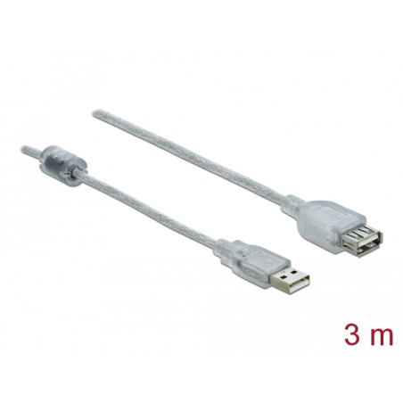 Delock Verlängerungskabel USB 2.0 Typ-A Stecker - USB 2.0 Typ-A Buchse 3 m transparent