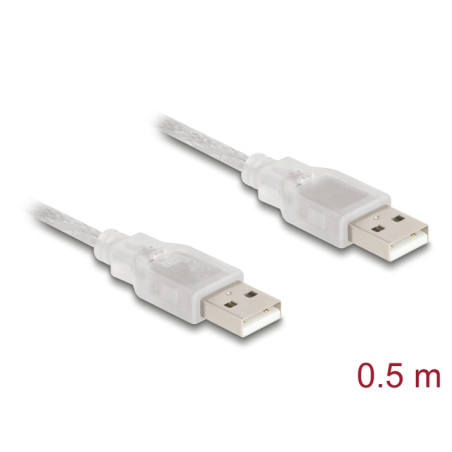 Delock Kabel USB 2.0 Typ-A Stecker - USB 2.0 Typ-A Stecker 0,5 m transparent