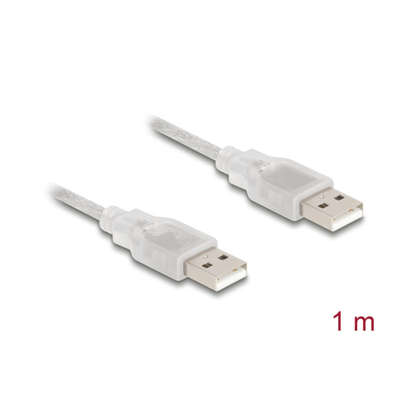 Delock Kabel USB 2.0 Typ-A Stecker - USB 2.0 Typ-A Stecker 1 m transparent