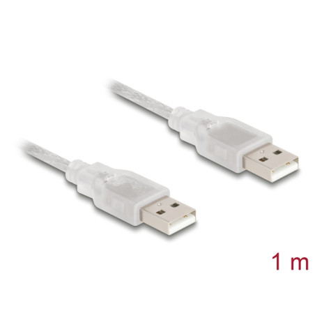 Delock Kabel USB 2.0 Typ-A Stecker - USB 2.0 Typ-A Stecker 1 m transparent