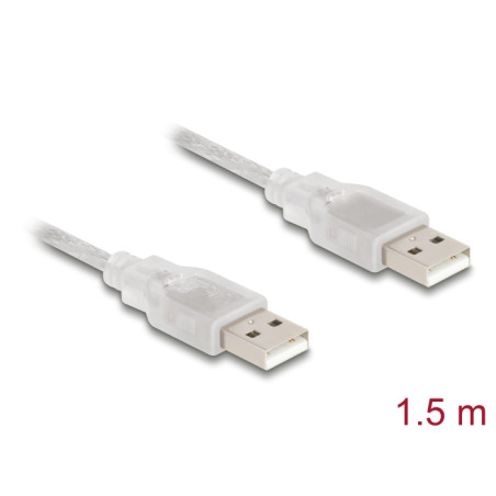 Delock Kabel USB 2.0 Typ-A Stecker - USB 2.0 Typ-A Stecker 1,5 m transparent