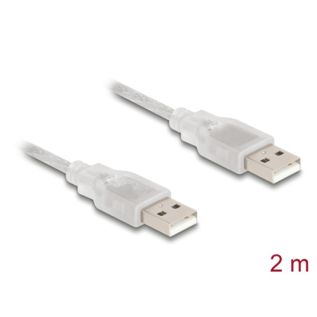Delock Kabel USB 2.0 Typ-A Stecker - USB 2.0 Typ-A Stecker 2 m transparent