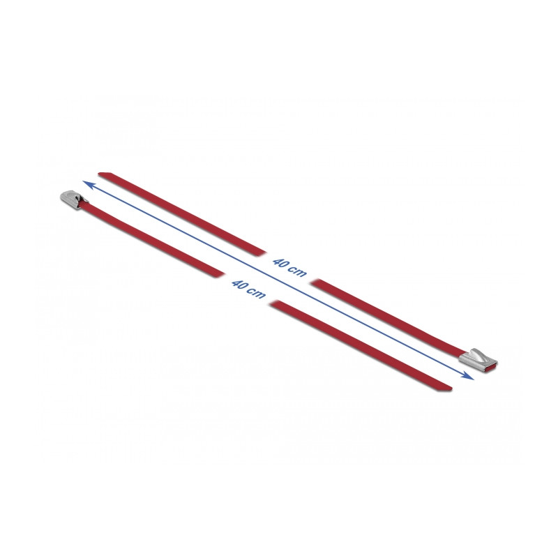 Delock Edelstahlkabelbinder L 400 x B 4,6 mm rot 10 Stück