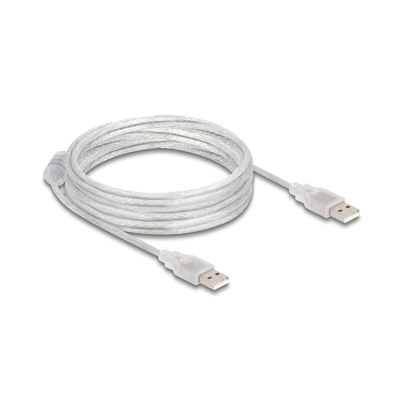Delock Kabel USB 2.0 Typ-A Stecker - USB 2.0 Typ-A Stecker 5 m transparent
