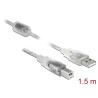 Delock Kabel USB 2.0 Typ-A Stecker - USB 2.0 Typ-B Stecker 1,5 m transparent