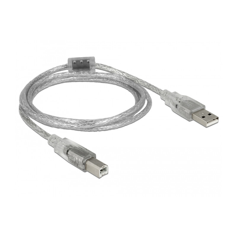 Delock Kabel USB 2.0 Typ-A Stecker - USB 2.0 Typ-B Stecker 1,5 m transparent