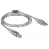 Delock Kabel USB 2.0 Typ-A Stecker - USB 2.0 Typ-B Stecker 1,5 m transparent
