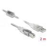 Delock Kabel USB 2.0 Typ-A Stecker - USB 2.0 Typ-B Stecker 2 m transparent