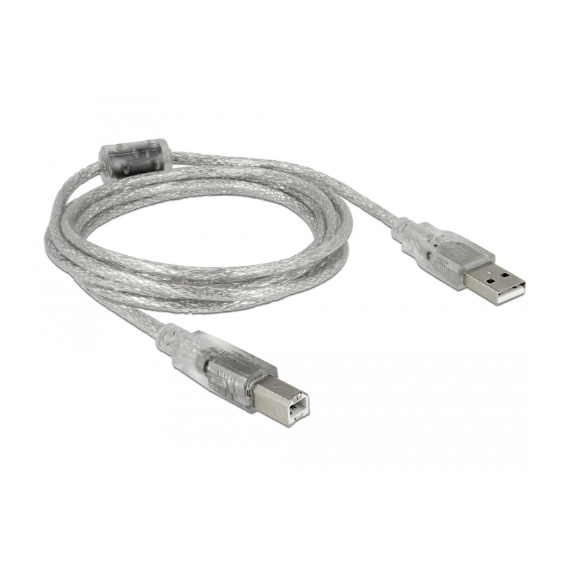 Delock Kabel USB 2.0 Typ-A Stecker - USB 2.0 Typ-B Stecker 2 m transparent