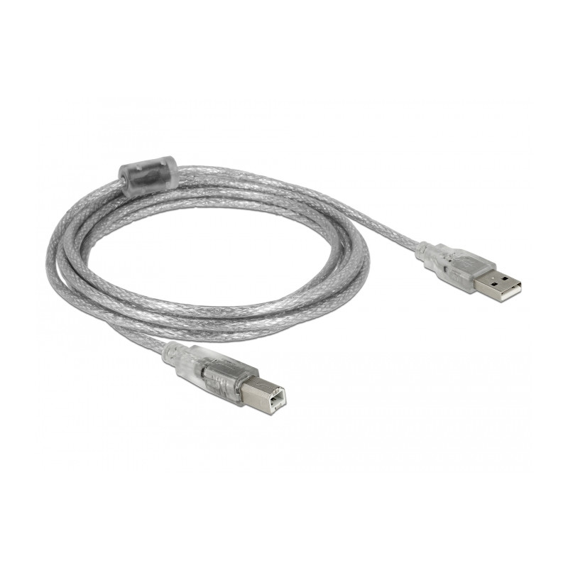 Delock Kabel USB 2.0 Typ-A Stecker - USB 2.0 Typ-B Stecker 3 m transparent