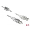 Delock Kabel USB 2.0 Typ-A Stecker - USB 2.0 Typ-B Stecker 5 m transparent