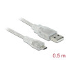 Delock Kabel USB 2.0 Typ-A Stecker - USB 2.0 Micro-B Stecker 0,5 m transparent