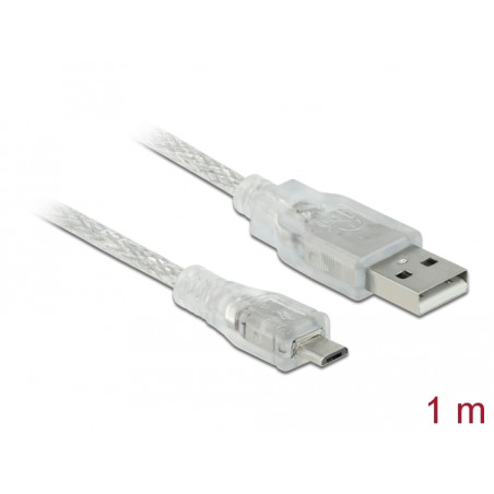 Delock Kabel USB 2.0 Typ-A Stecker - USB 2.0 Micro-B Stecker 1 m transparent