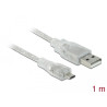 Delock Kabel USB 2.0 Typ-A Stecker - USB 2.0 Micro-B Stecker 1 m transparent