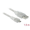 Delock Kabel USB 2.0 Typ-A Stecker - USB 2.0 Micro-B Stecker 1,5 m transparent