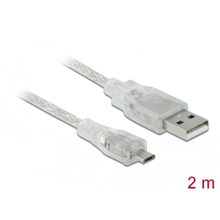 Delock Kabel USB 2.0 Typ-A Stecker - USB 2.0 Micro-B Stecker 2 m transparent
