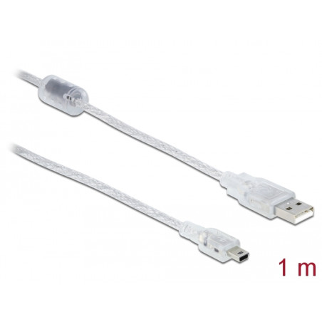 Delock Kabel USB 2.0 Typ-A Stecker - USB 2.0 Mini-B Stecker 1 m transparent