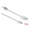 Delock Kabel USB 2.0 Typ-A Stecker - USB 2.0 Mini-B Stecker 5 m transparent