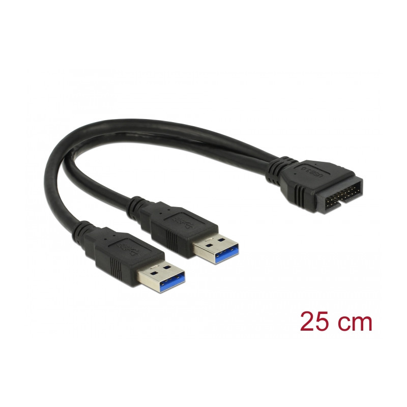 Delock Kabel USB 3.0 Pfostenstecker - 2 x USB 3.0 Typ-A Stecker 25 cm