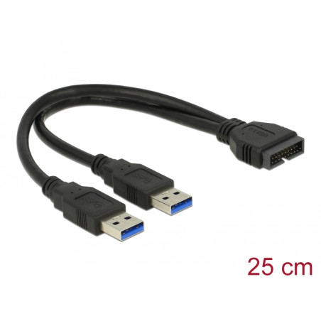 Delock Kabel USB 3.0 Pfostenstecker - 2 x USB 3.0 Typ-A Stecker 25 cm