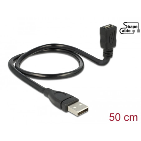 Delock Kabel USB 2.0 Typ-A Stecker - USB 2.0 Micro-B Buchse ShapeCable 0,50 m