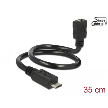 Delock Kabel USB 2.0 Micro-B Stecker - USB 2.0 Micro-B Buchse OTG ShapeCable 0,35 m