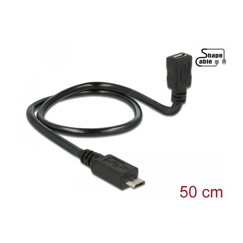 Delock Kabel USB 2.0 Micro-B Stecker - USB 2.0 Micro-B Buchse OTG ShapeCable 0,50 m