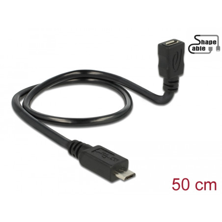 Delock Kabel USB 2.0 Micro-B Stecker - USB 2.0 Micro-B Buchse OTG ShapeCable 0,50 m