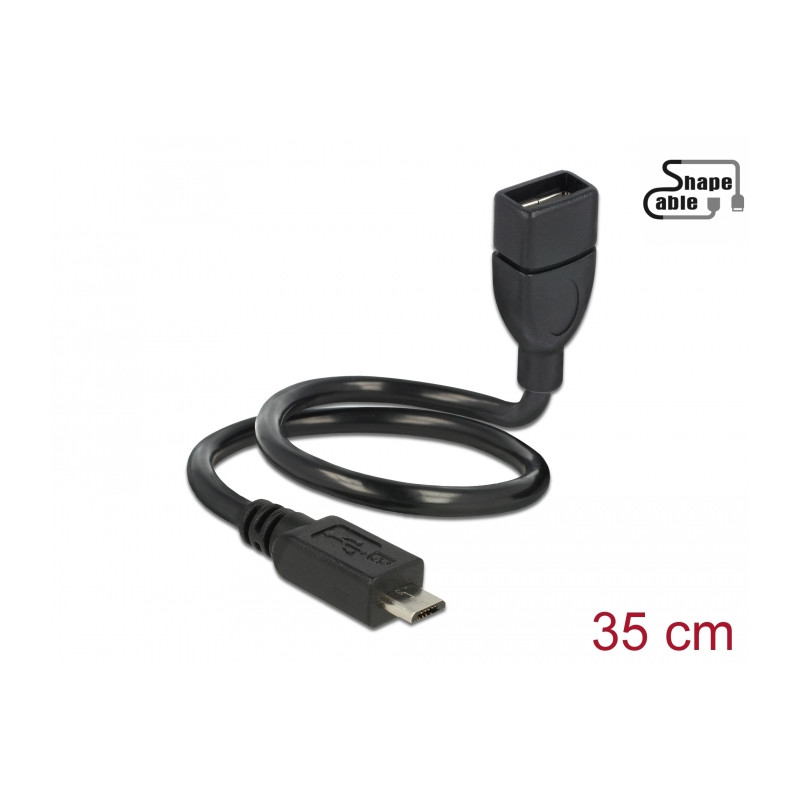 Delock Kabel USB 2.0 Micro-B Stecker - USB 2.0 Typ-A Buchse OTG ShapeCable 0,35 m