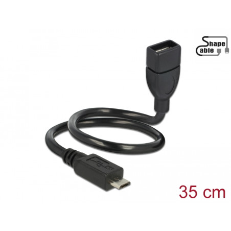 Delock Kabel USB 2.0 Micro-B Stecker - USB 2.0 Typ-A Buchse OTG ShapeCable 0,35 m