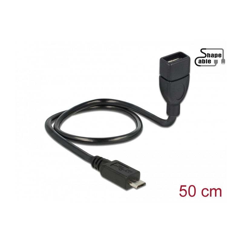Delock Kabel USB 2.0 Micro-B Stecker - USB 2.0 Typ-A Buchse OTG ShapeCable 0,50 m