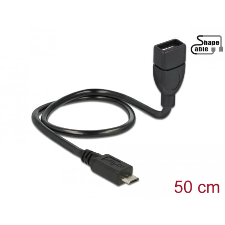 Delock Kabel USB 2.0 Micro-B Stecker - USB 2.0 Typ-A Buchse OTG ShapeCable 0,50 m