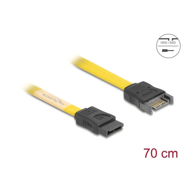 Delock SATA 6 Gb/s Verlängerungskabel 70 cm gelb