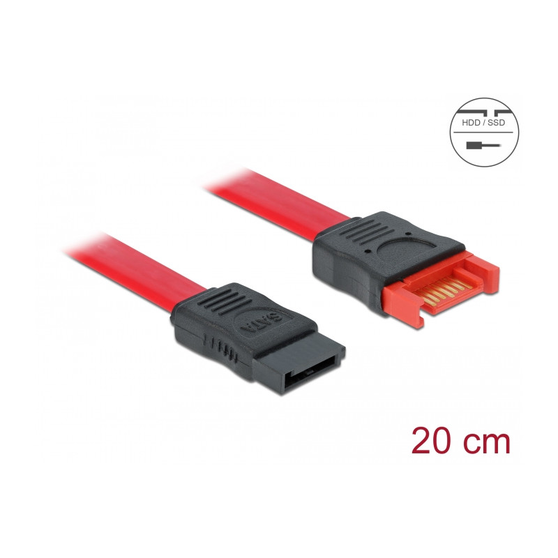 Delock SATA 6 Gb/s Verlängerungskabel 20 cm rot