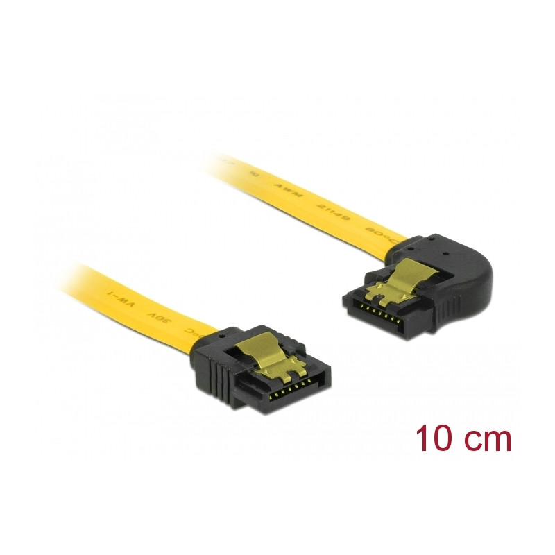 Delock SATA 6 Gb/s Kabel gerade auf links gewinkelt 10 cm gelb