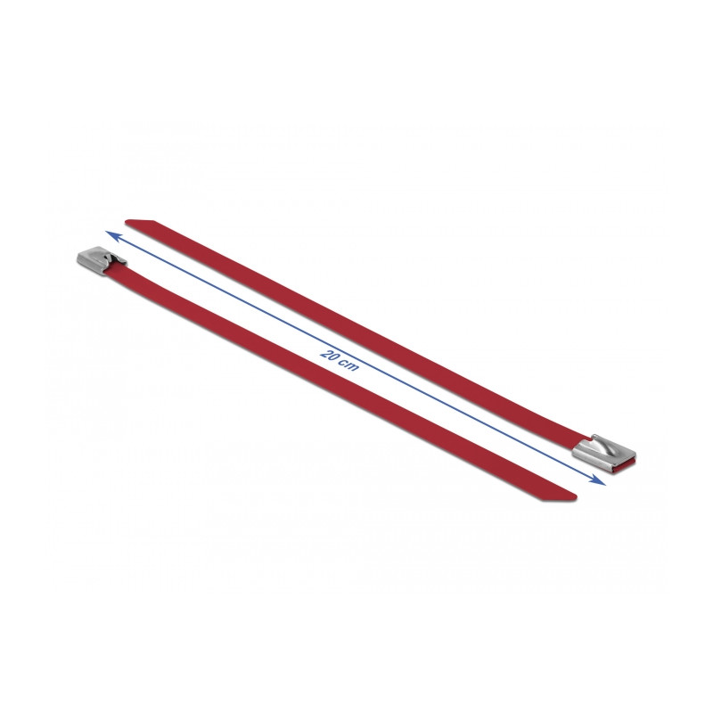 Delock Edelstahlkabelbinder L 200 x B 7,9 mm rot 10 Stück