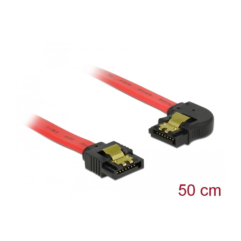 Delock SATA 6 Gb/s Kabel gerade auf links gewinkelt 50 cm rot