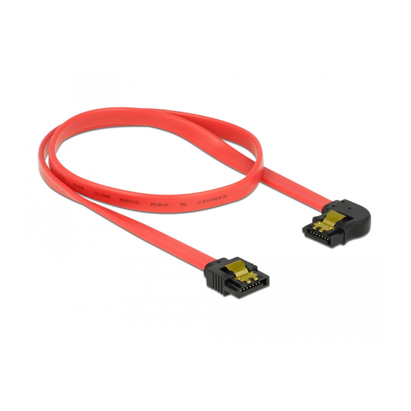 Delock SATA 6 Gb/s Kabel gerade auf links gewinkelt 50 cm rot