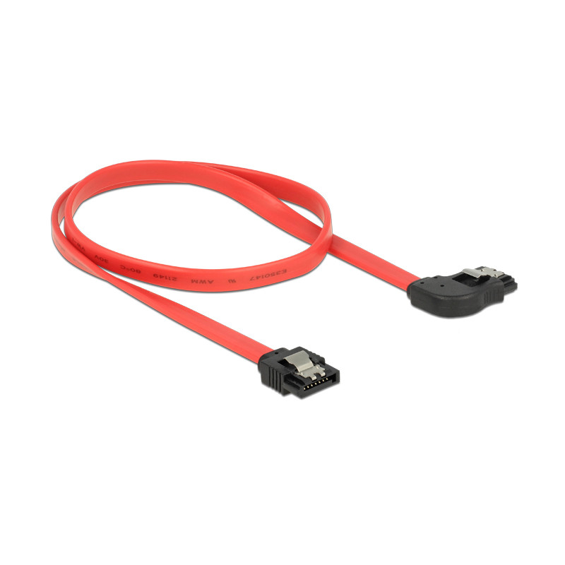Delock SATA 6 Gb/s Kabel gerade auf rechts gewinkelt 50 cm rot
