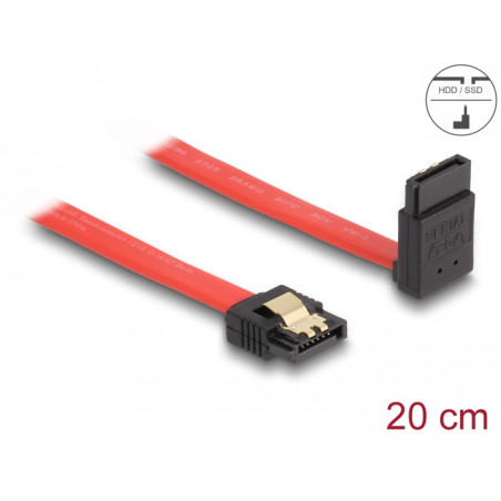 Delock SATA 6 Gb/s Kabel gerade auf oben gewinkelt 20 cm rot