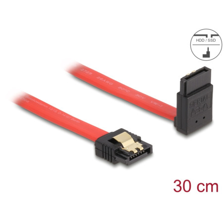 Delock SATA 6 Gb/s Kabel gerade auf oben gewinkelt 30 cm rot