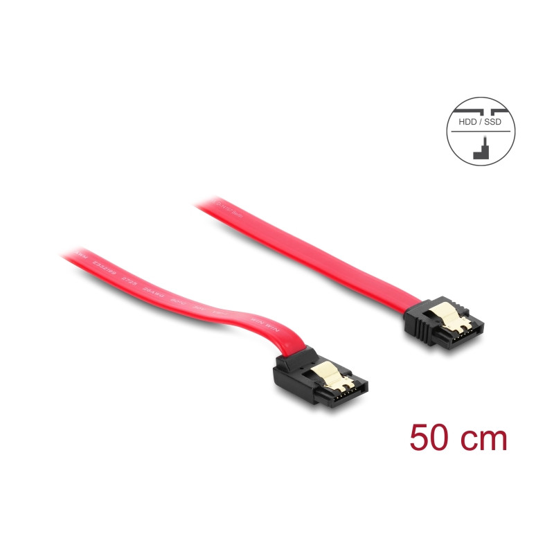 Delock SATA 6 Gb/s Kabel gerade auf oben gewinkelt 50 cm rot
