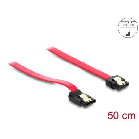 Delock SATA 6 Gb/s Kabel gerade auf oben gewinkelt 50 cm rot