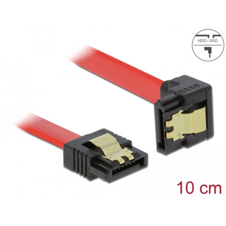 Delock SATA 6 Gb/s Kabel gerade auf unten gewinkelt 10 cm rot