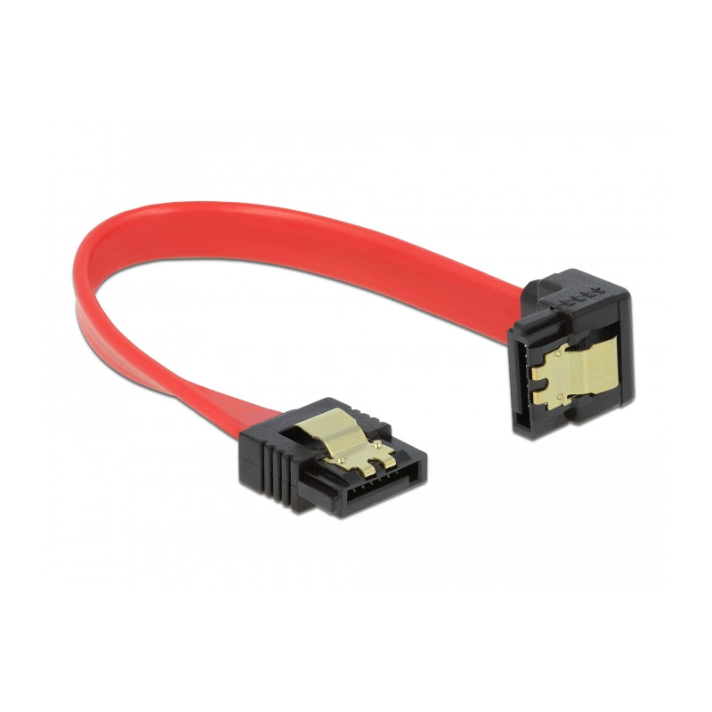 Delock SATA 6 Gb/s Kabel gerade auf unten gewinkelt 10 cm rot