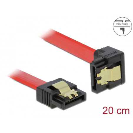 Delock SATA 6 Gb/s Kabel gerade auf unten gewinkelt 20 cm rot