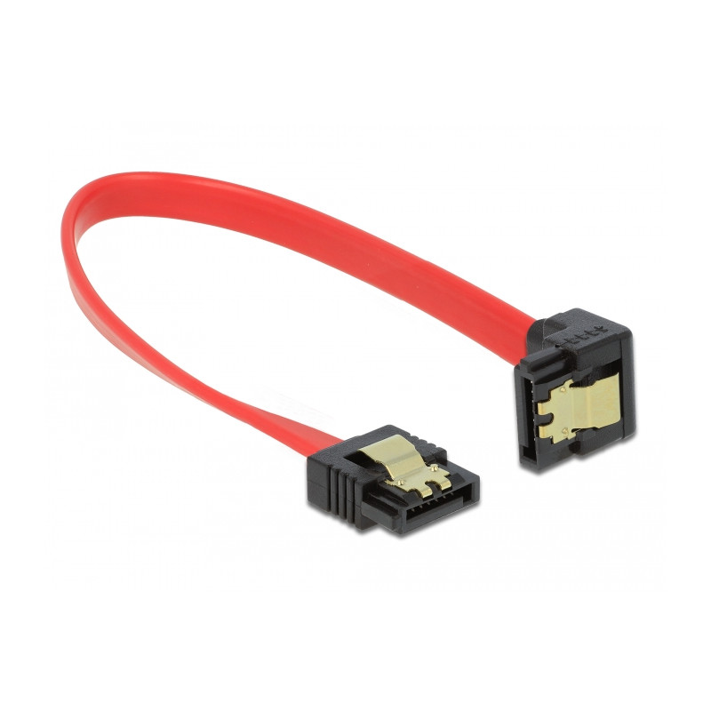 Delock SATA 6 Gb/s Kabel gerade auf unten gewinkelt 20 cm rot